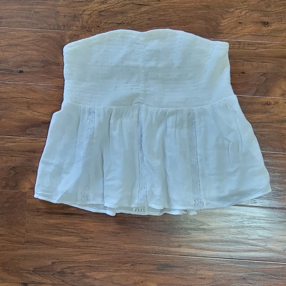 American Eagle Strapless White Lace Cropped Boho Bohemian Hippie Size Medium Top - Picture 2 of 8